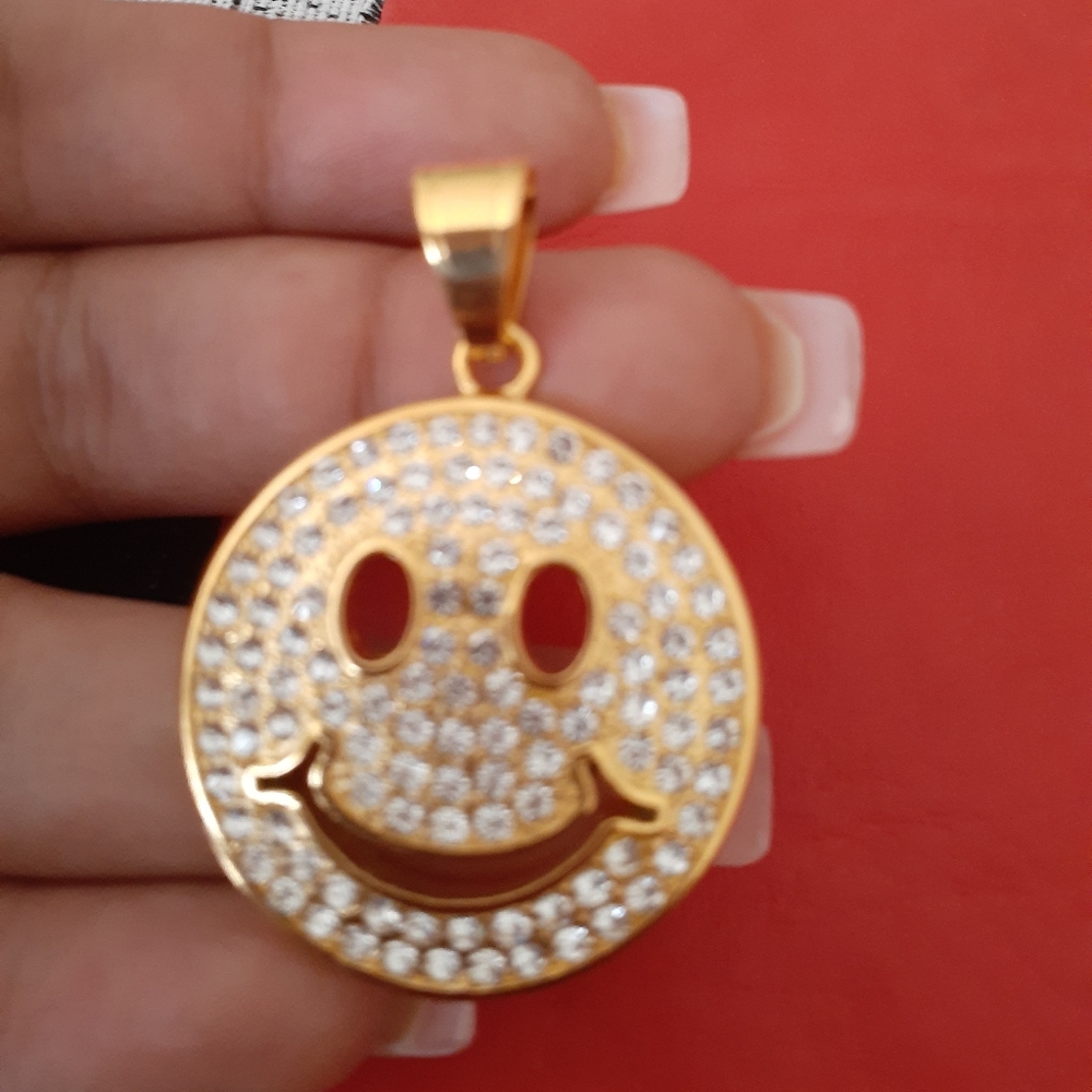 Smiley faces with diamonds charm stainless steel